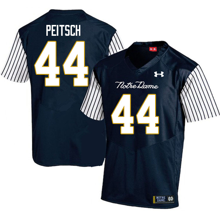 Men's NCAA Notre Dame Fighting Irish #44 Alex Peitsch Stitched College Under Armour Authentic Navy Alternate Football Jersey BI10I35EA